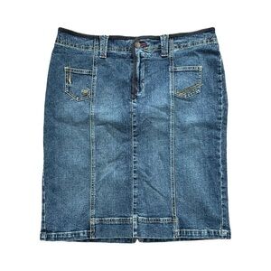 Gabriella Jeans Denim Distressed Wash Skirt Size 12 Vintage